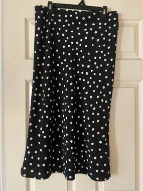 Rachel Zoe Black Polka Dot Midi Skirt